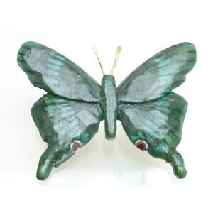 Vintage Hand Made Wood Boho Butterfly Brooch Pin